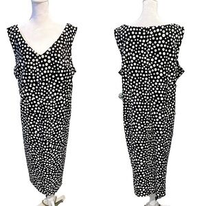 Maya Brooke Sleeveless Sheath Dress in Black and White Polka Dot Size 18W